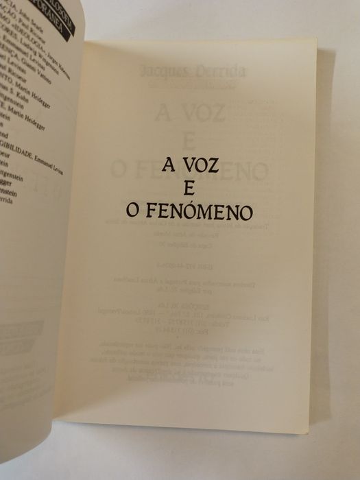 A voz e o fenómeno, de Jacques Derrida