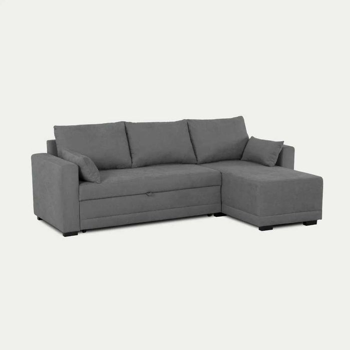 Sofá-cama de 3 lugares com chaise longue reversível - cinzento grafite