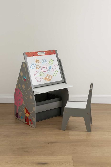 tablica magnetyczna kredowa sztaluga 2w1  stół  krzesełko  organizer