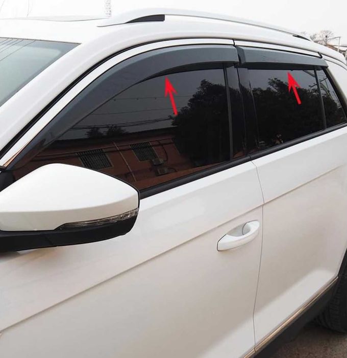 Вітровики VW Touareg 2010 - 2018 Дефлектори вікон з хромом Ветровики