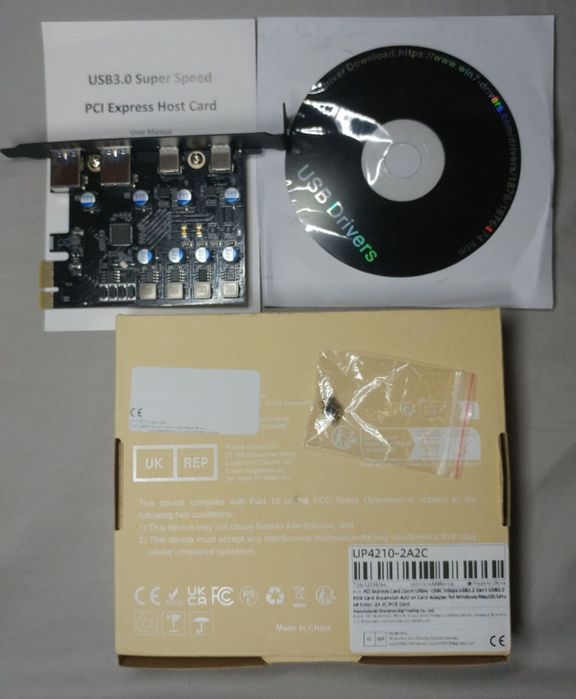 Карта розширення PCI-E to USB 3.0 4-Port (2X USB-C - 2X USB-A) Type-C