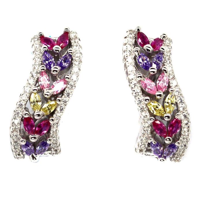 Серьги из серебра 925 пробы с кубическим цирконием необычного цвета