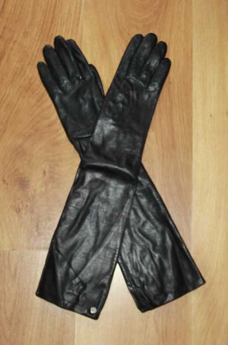 OCHNIK skóra skórzane czarne długie rękawiczki łokieć naturalna