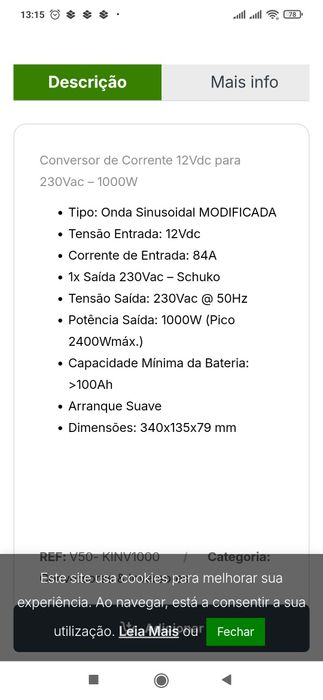 Inversor/conversor 12V/230 V - 1000W Join