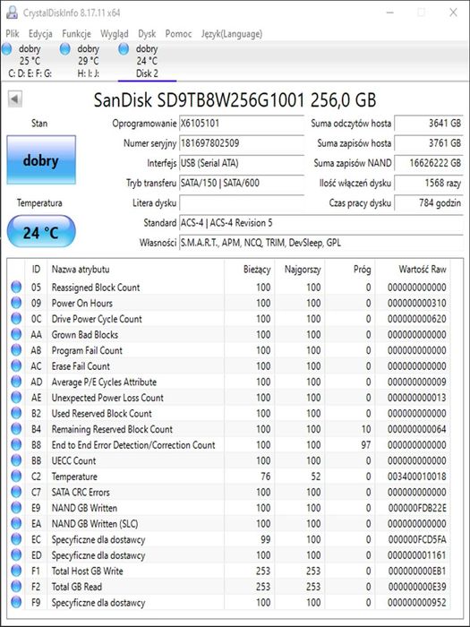 SSD 256GB SanDisk x600