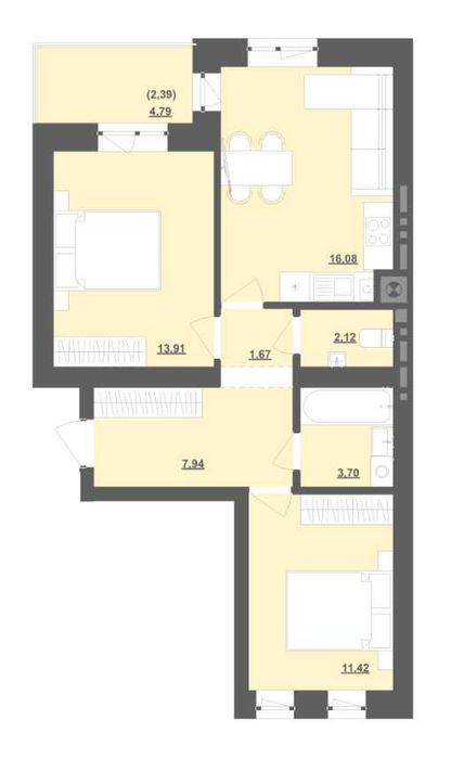2-кімнатна квартира за адресою вул. Садова (площа 59,2 м²) - Atlanta.ua - фото 23