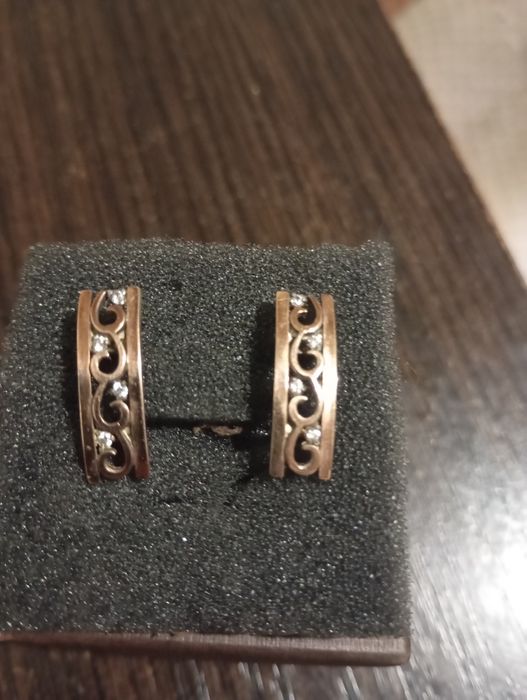 Серебрянные серьги 925 проба с золотой пластиной