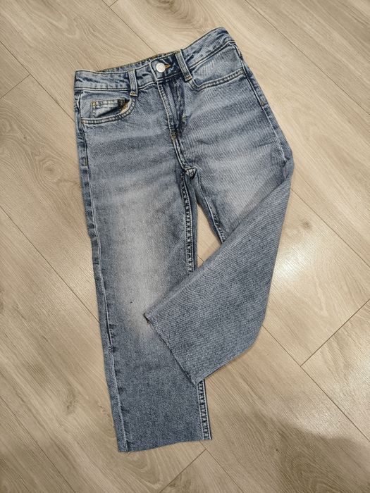 Jeansy dziewczęce a'la mom, wygodne jeansy, szerokie spodnie jeansowe 122/128 H&m