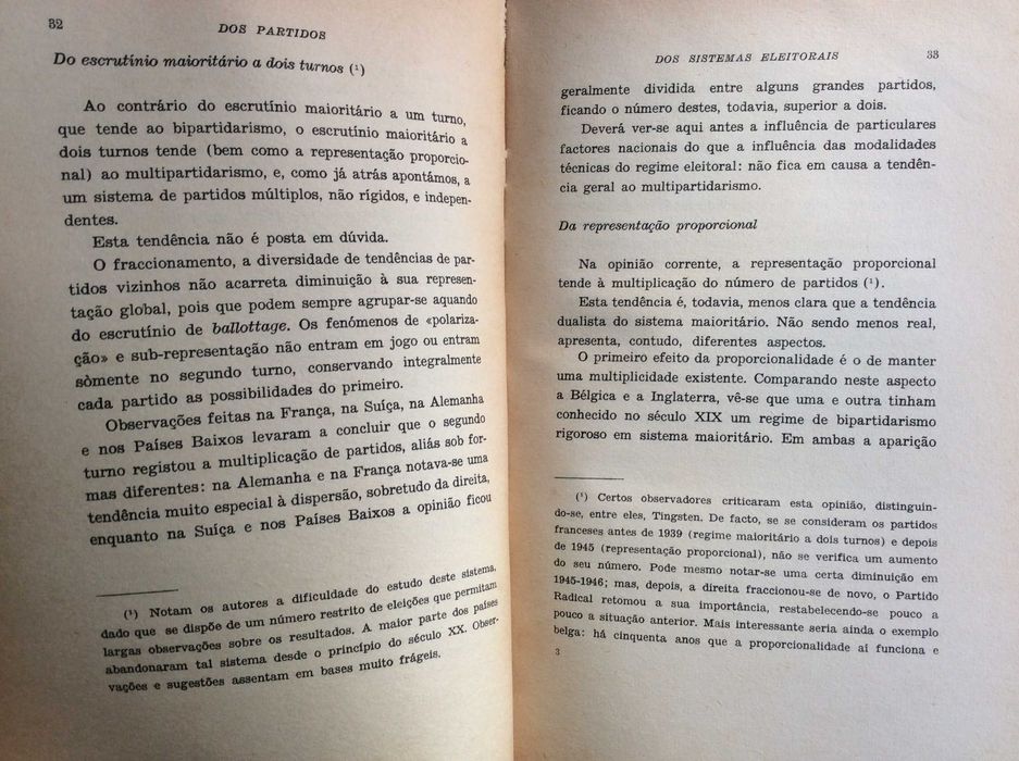 Dos Partidos dos Sistemas Eleitorais e da Sua Influênc. na Vida Polít.