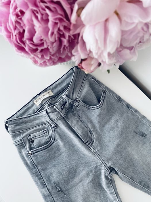 Spodnie jeansowe szare hello miss rurki jeansy