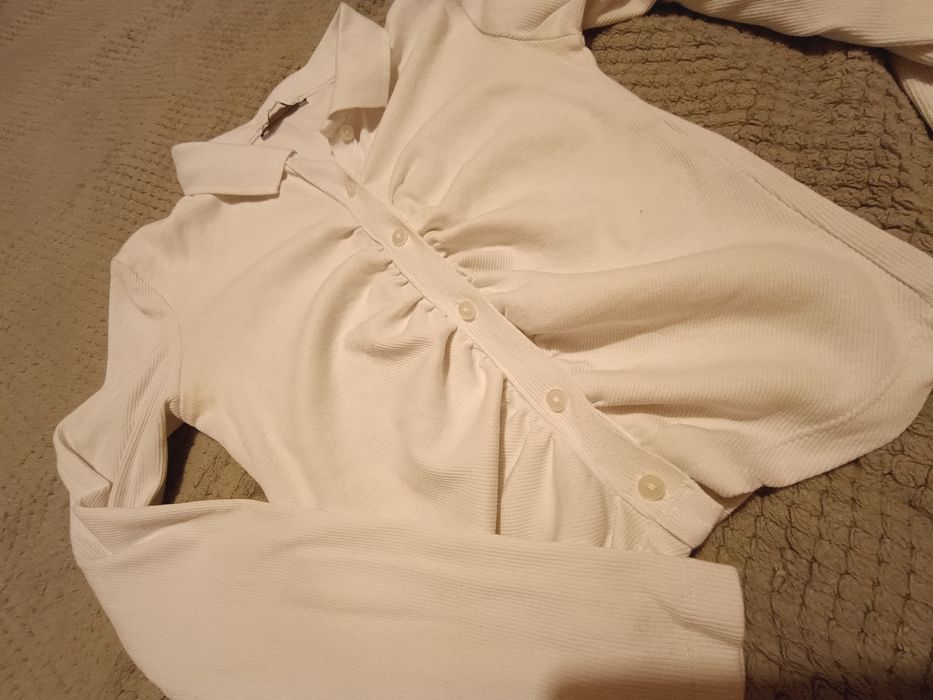 Bluzka a koszulka Top T-shirt zmarszczenia Długi Rękaw Zara 36 S