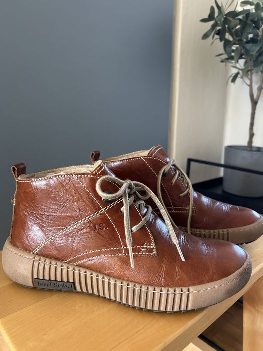 Ocieplane, skórzane botki - Josef Seibel, rozm. 37