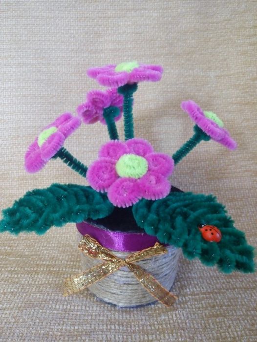 Бархатные цветы в горшке,оригинальный подарок и предмет декора, разные