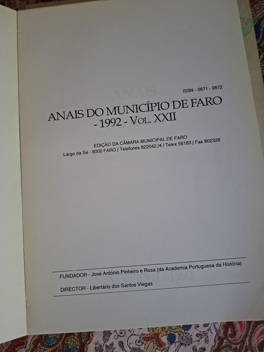 Anais do Município de Faro em 1992