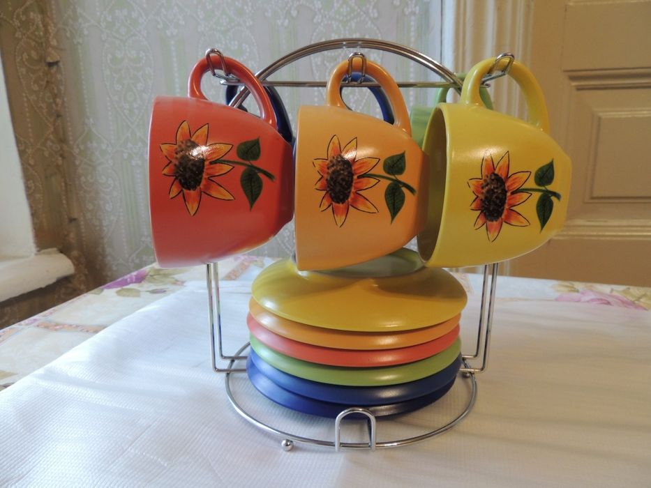 Чайный кофейный сервиз из экологической белой глины новый