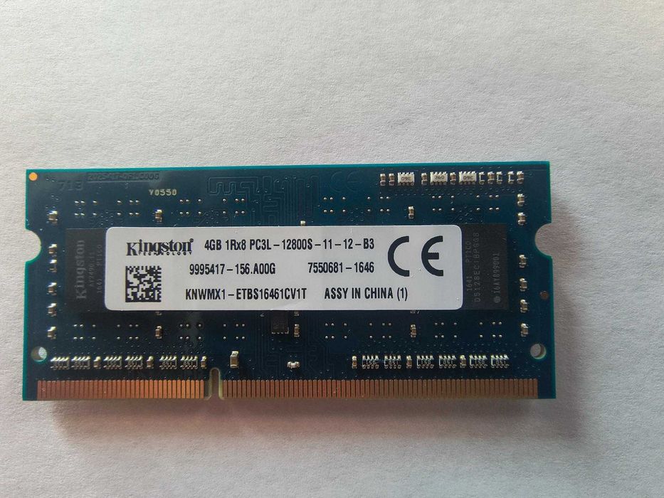 Pamięć RAM Kingston 4GB DDR3 SODIMM PC3 12800S 1600MHz