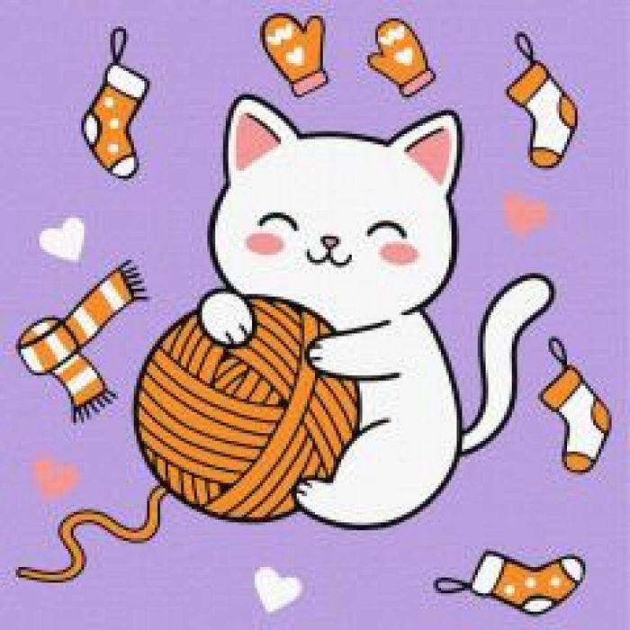 Malowanie po numerach - Kotek i kłębuszek 3 Kids Ideyka ,250x15 mm