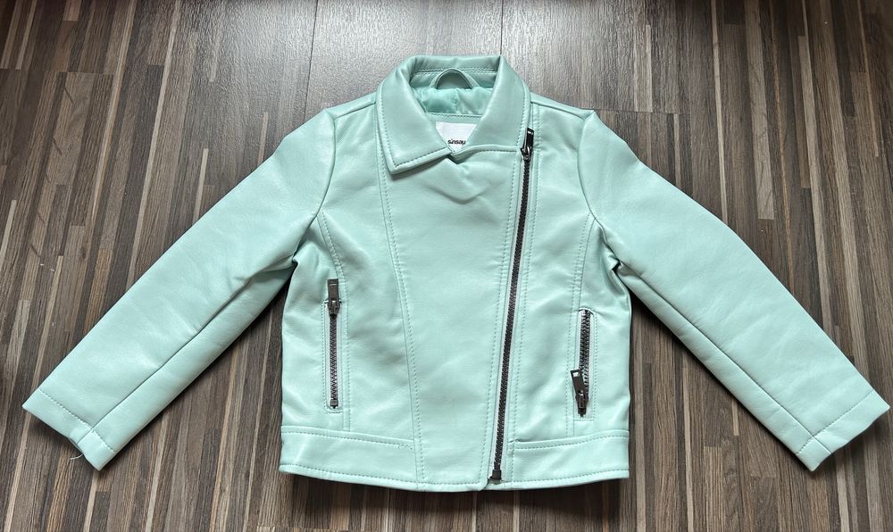 Kurtka ramoneska eko skóra miętowa dla dziewczynki rozmiar 104