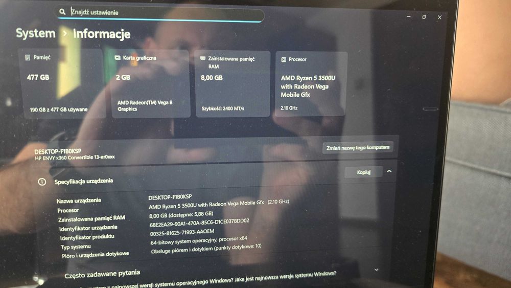 Laptop HP ENVY x360 Convertible 13-ar0014nv Dotykowy 2W1