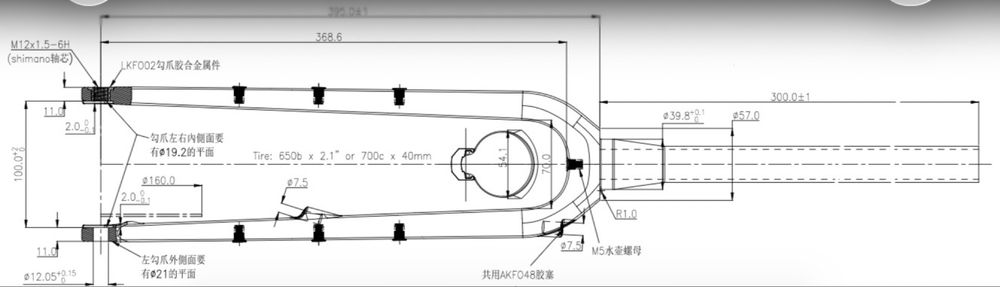 Forqueta de carbono bicicleta gravel