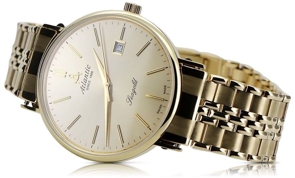Złoty zegarek Atlantic 14k 585 z bransoletą męski mw003y&mbw019yo Wr