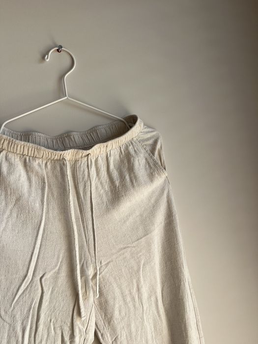 Spodnie wiskoza len Stradivarius beż bezowe