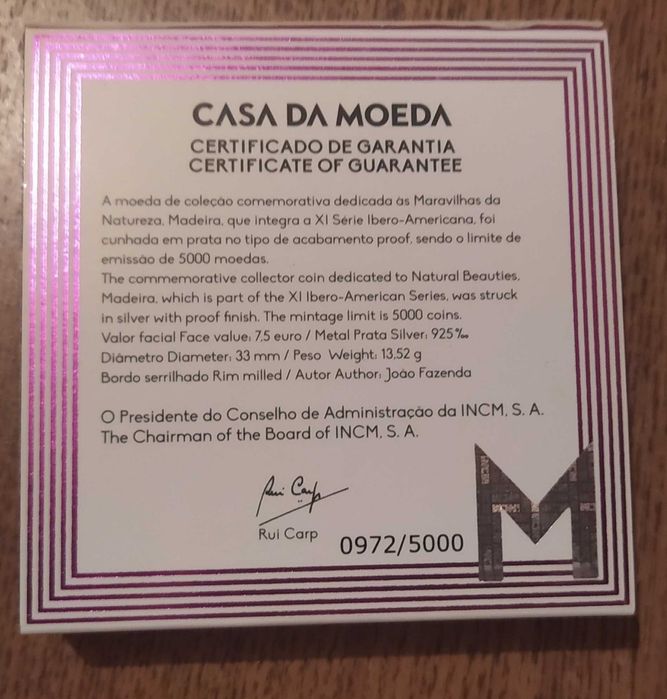 Moeda Prata Proof Maravilhas da Natureza 2017