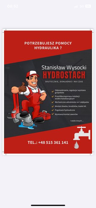 Hydraulik, Elektryk, Złota Rączka, Jest potrzeba DZWOŃ!