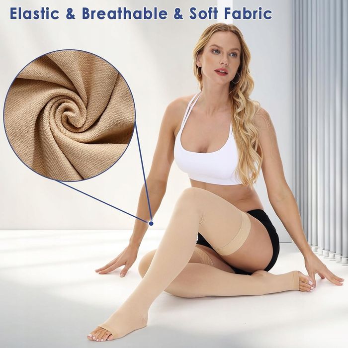 Pończochy uciskowe kompresyjne beżowe 20-30 mmHg żylaki obrzęki L