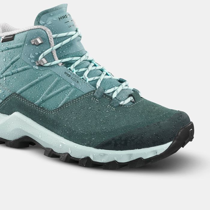 Botas impermeáveis de caminhada na montanha mulher, MH500 Verde