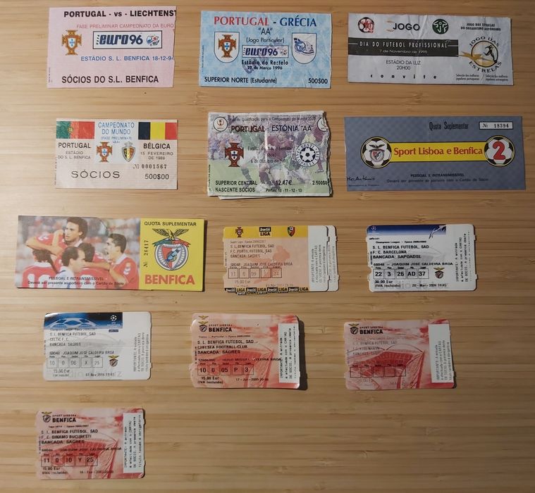 Vendo Bilhetes Antigos do S.L. Benfica
