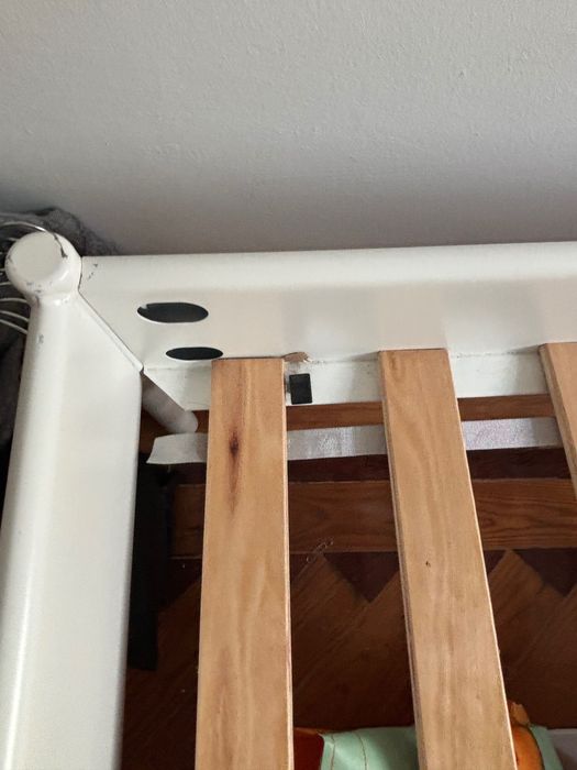 Estrutura Cama Nesttun 160x200cm Branco + Estrado de Ripas