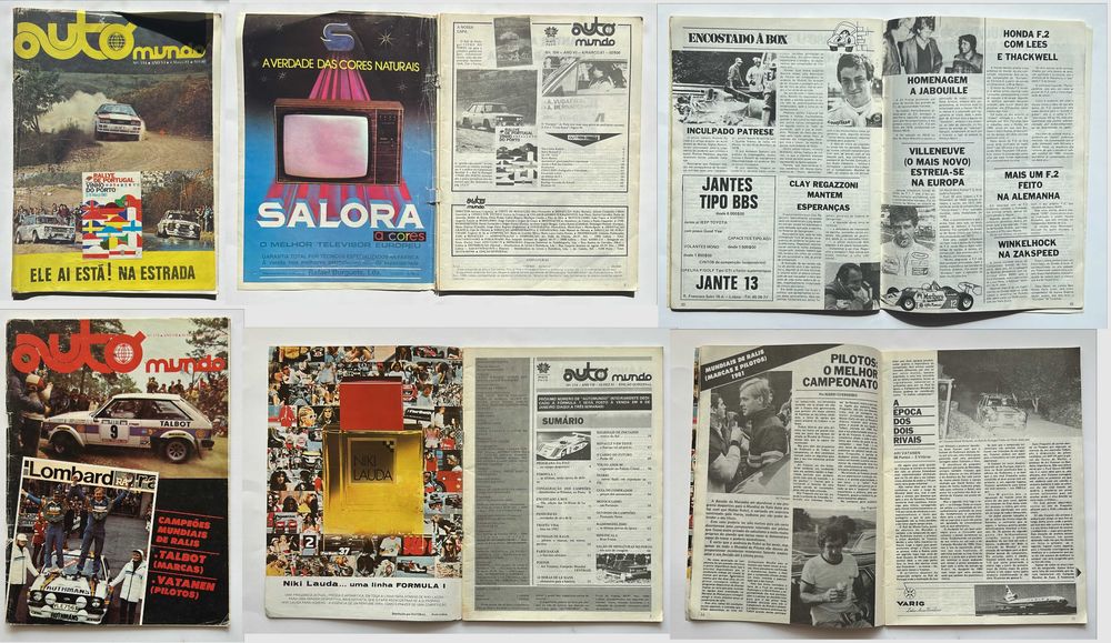 Coleção de revistas Auto Mundo de 1980, 1981, 1982, 1984
