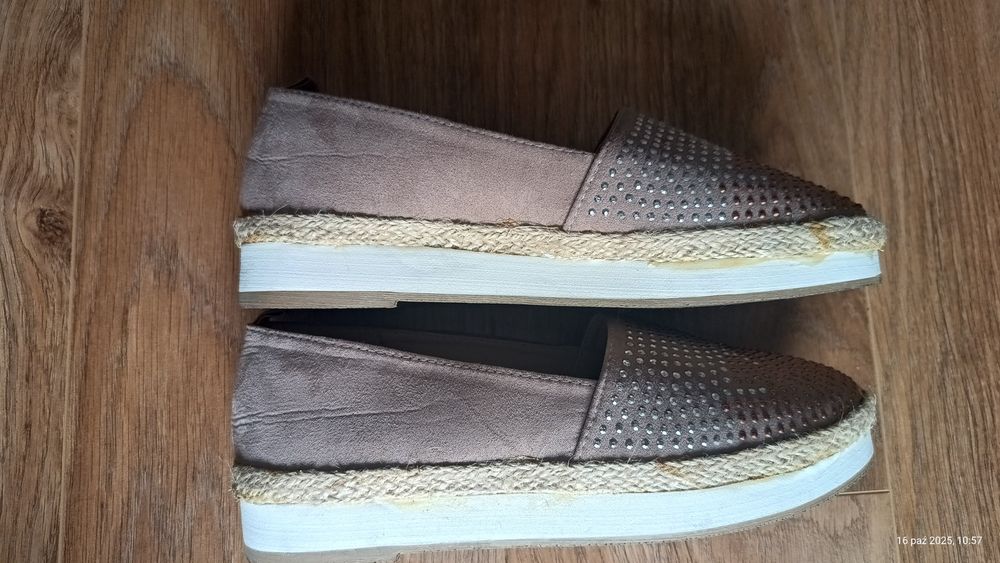 Espadryle lekkie cyrkonie pleciona podeszwa