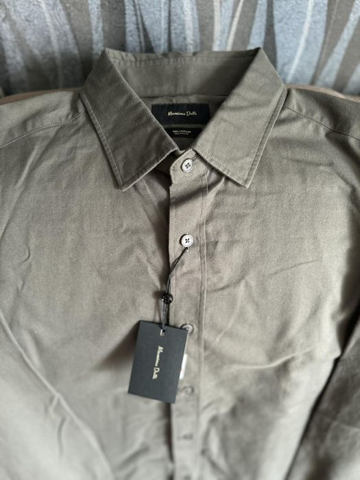 Сорочка чоловіча Massimo Dutti, XL розмір, колір хакі, 100% бавовна!