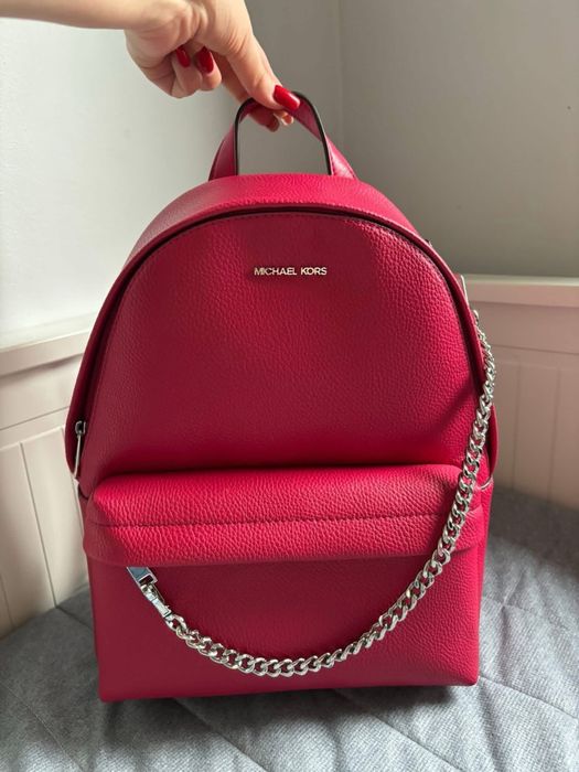 Plecak Michael Kors Slater raspberry malinowy rozowy srebrne logo oryginal