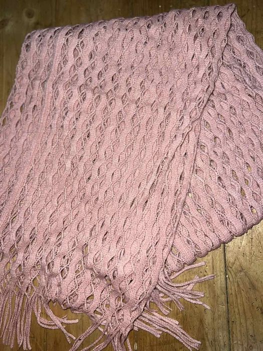 Шарф рожевий ажурний двошаровий