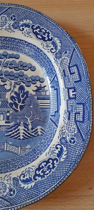 Travessa loiça inglesa, séc XIX. Padrão ""Willow"