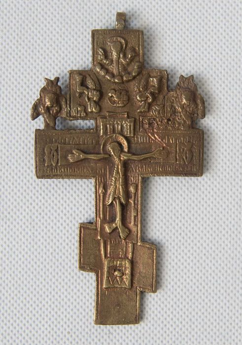 Antyki krzyż ikona prawosławna ukrzyżowanie Jezusa XIX w