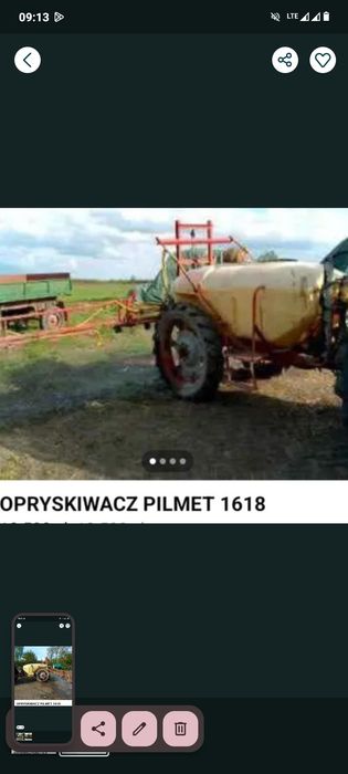 opryskiwacz PILMET.
Pojemność: 1000l
Szerokość ro