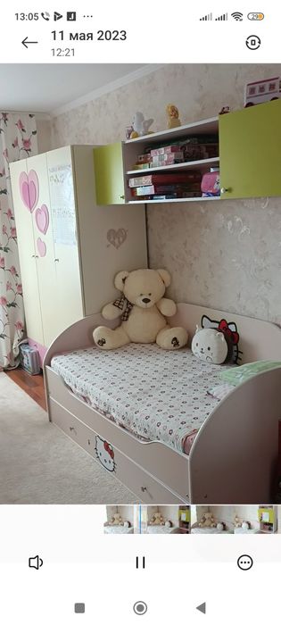 Детская для двух девочек Кровать шкаф матрас мебель