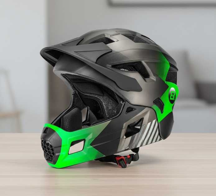 Nowy Dziecięcy Kask Rowerowy Motocyklowy Full Face Szczękowy Prezent