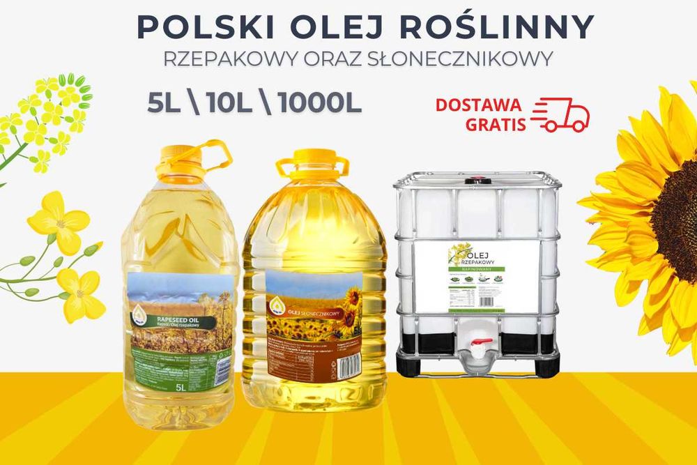 Polski Olej roślinny - Rzepak / Słonecznik - PALETA - Dostawa Gratis