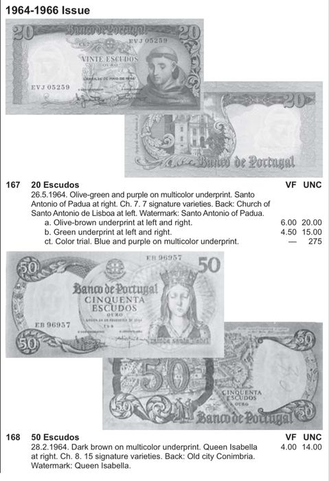 Lote de 24 Notas Escudos de Portugal (1964-1988)