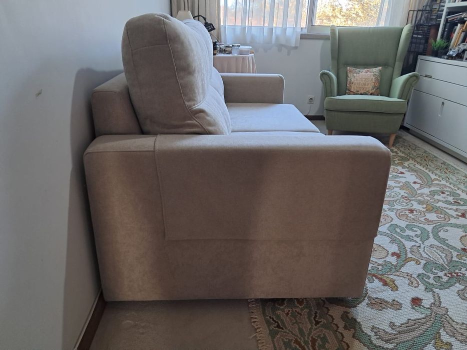 Sofá cama casal beige novo
