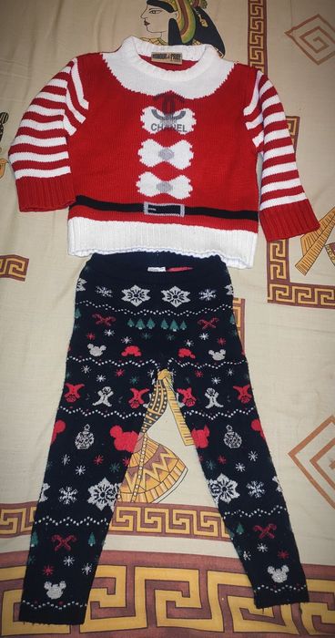 Комплект новогодний костюм кофта свитер. Лосины легенды 18-24м.