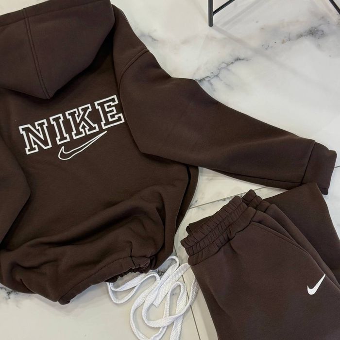 Жіночий зимовий спортивний костюм Nike, Худі найк, Обʼємні штани nike
