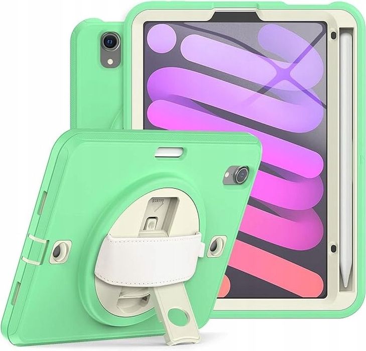 Etui Obudowa Case Pokrowiec na Tablet iPad Mini 6 z Paskiem Zielony