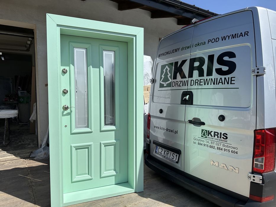 Drzwi zewnętrzne drewniane Amerykańskie Montaż PL Schlage