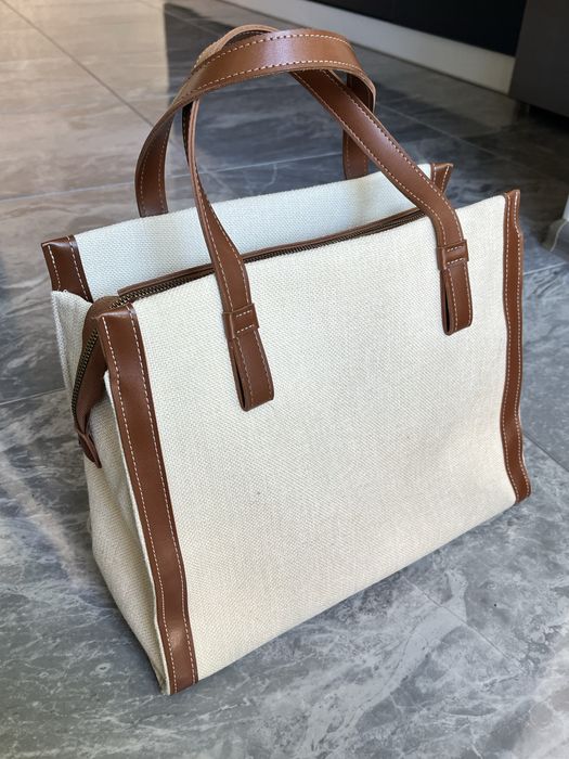 Плетена сумка. Вмістка сумка. Біла сумка. Шопер. Вʼязана сумочка